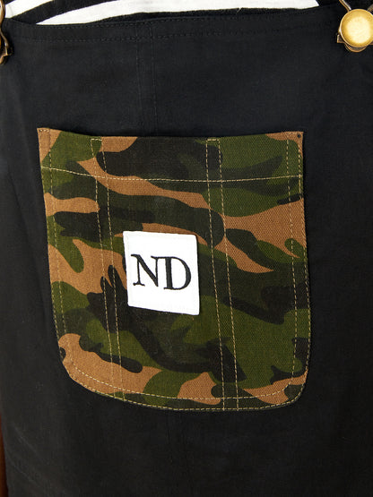 Olele® Boys Labra Cotton Twill Dungaree - Black and Camouflage