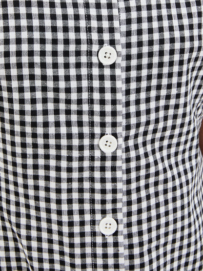 Olele® Bombay Dress with Peter Pan Collar - Black and White Gingham Check