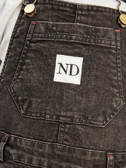 Olele® Boys Cotton Carpenter Denim Dungaree - Light Black