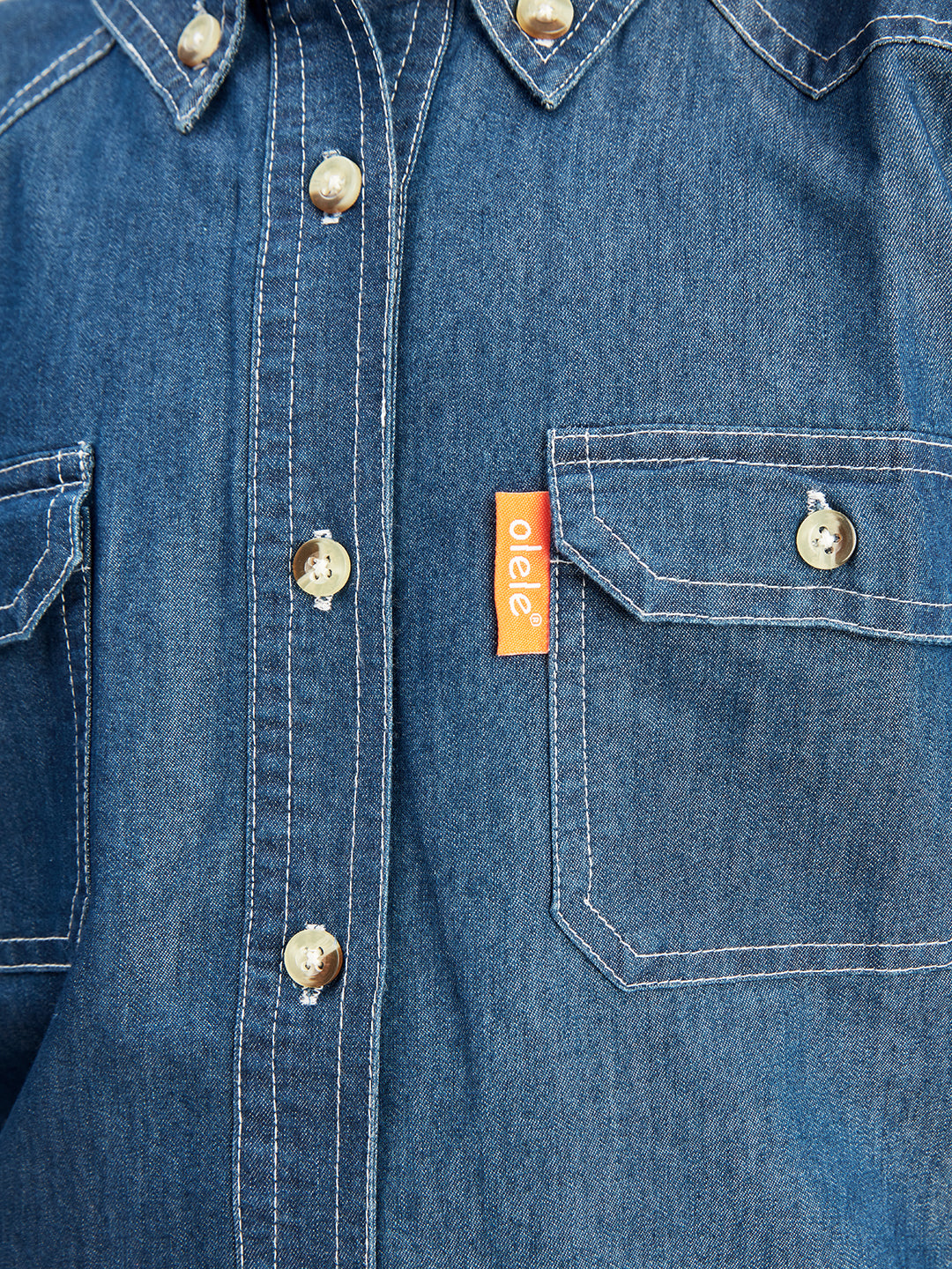 Olele® Boys Full Sleeves Button Down Cotton Light Denim Shirt - Blue