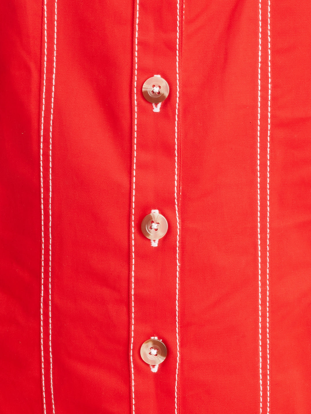Close Up of Material and Buttons of Olele® Girls Ashley A-Line Dress in Red Cotton