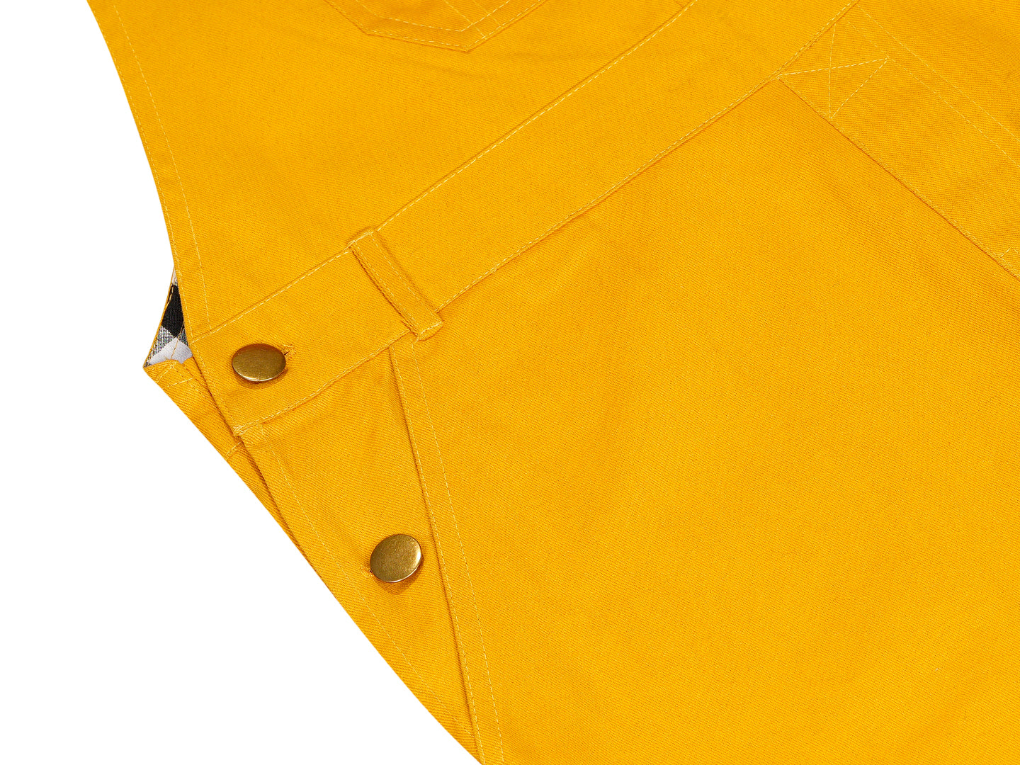 Olele®  Full Length Signature Hemfold Yellow Cotton Dungaree - Girls