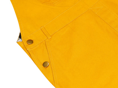Olele®  Full Length Signature Hemfold Yellow Cotton Dungaree - Girls