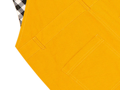 Olele®  Full Length Signature Hemfold Yellow Cotton Dungaree - Girls