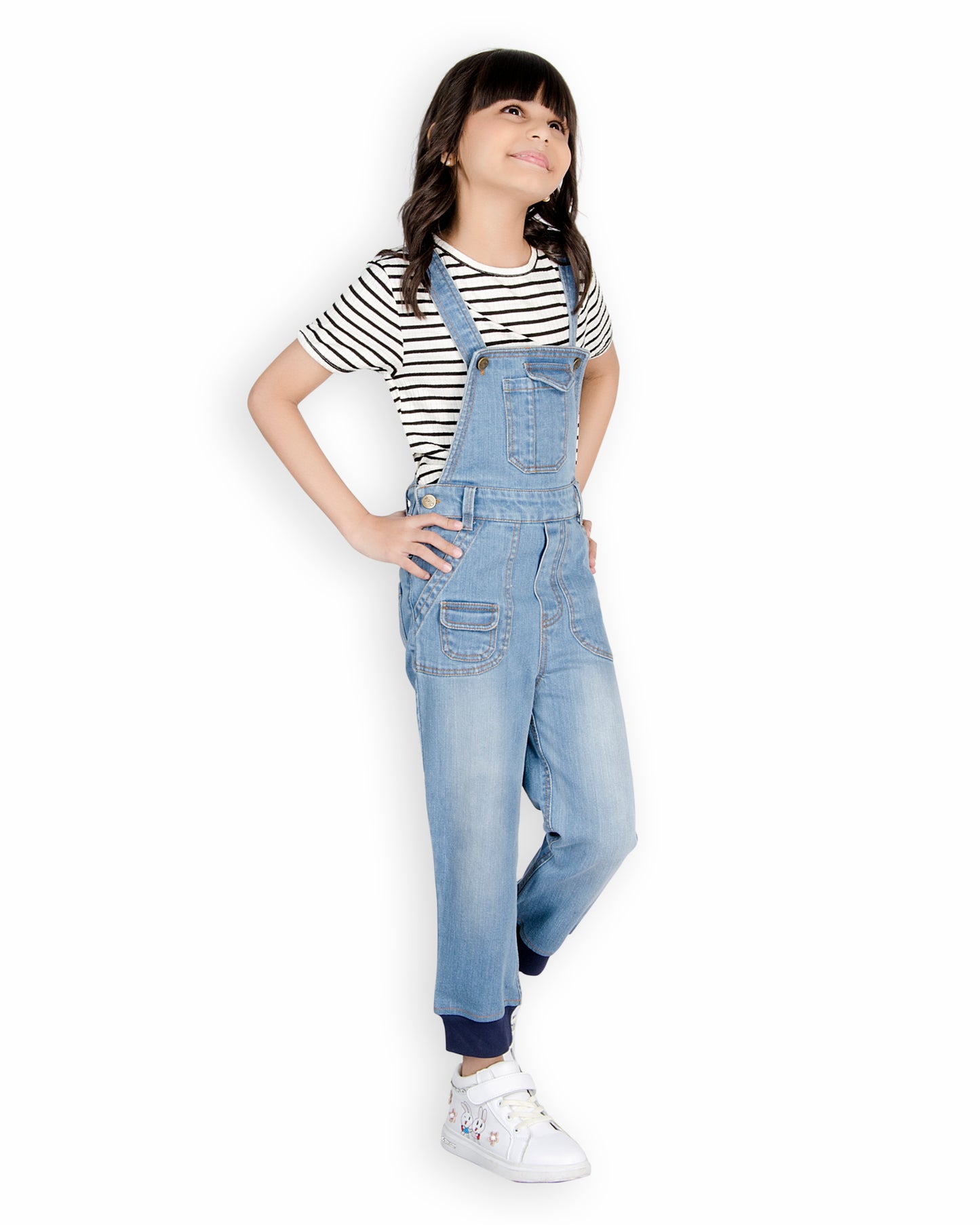 Olele® Girls Joggers Denim Dungaree