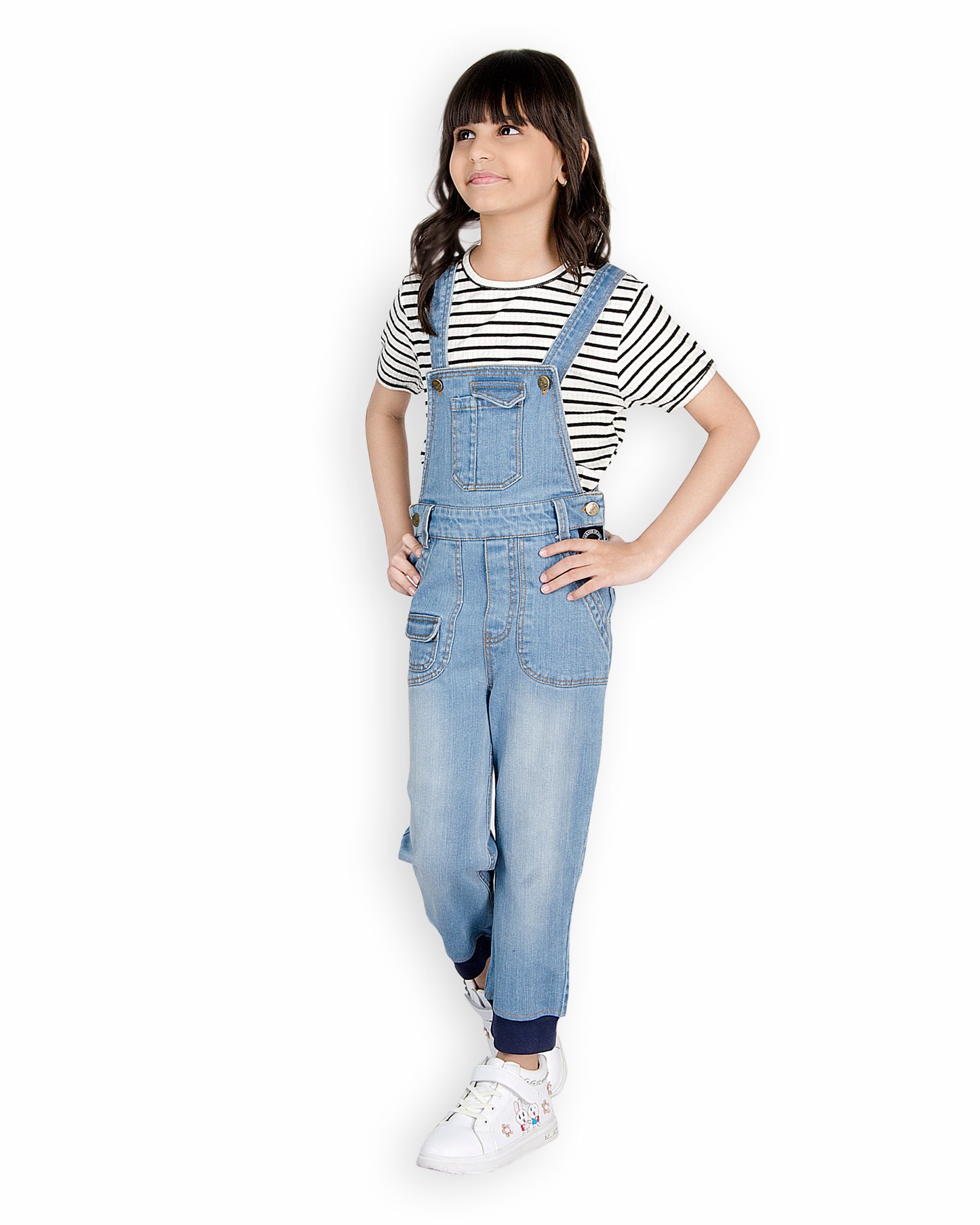 Olele® Girls Joggers Denim Dungaree