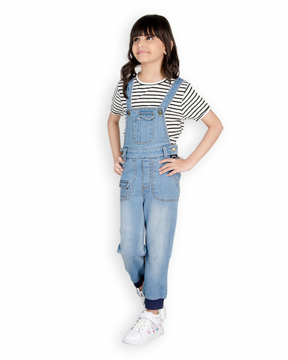 Olele® Girls Joggers Denim Dungaree