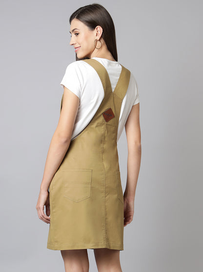 OLELE OVERALLS® Cotton Twill Womenswear Dungaree Dress - Khaki