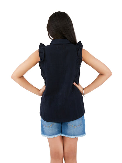 Olele® Ruffle Shirt Cotton Linen