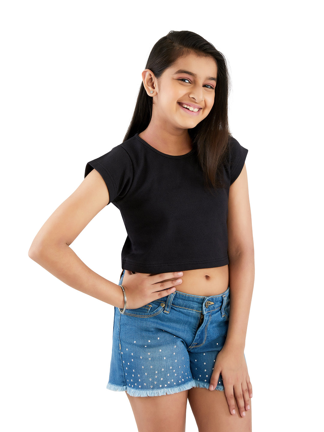 Olele® Cotton Rib Cap Sleeve Crop Top