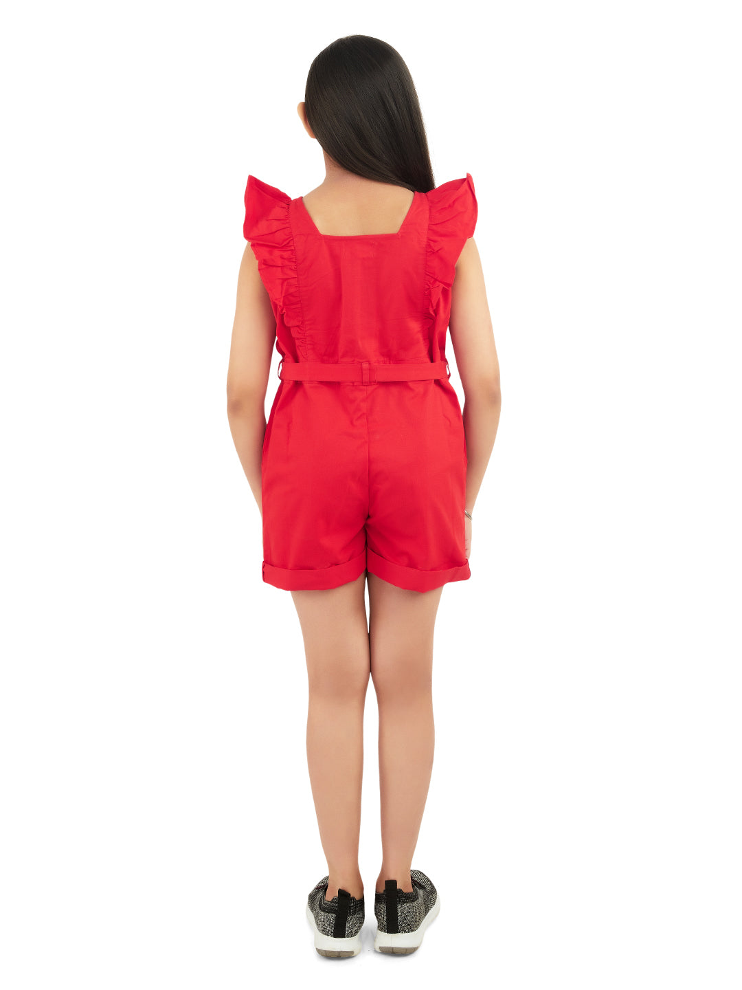 Olele® Girls Rocket Romper - Red Cotton Twill