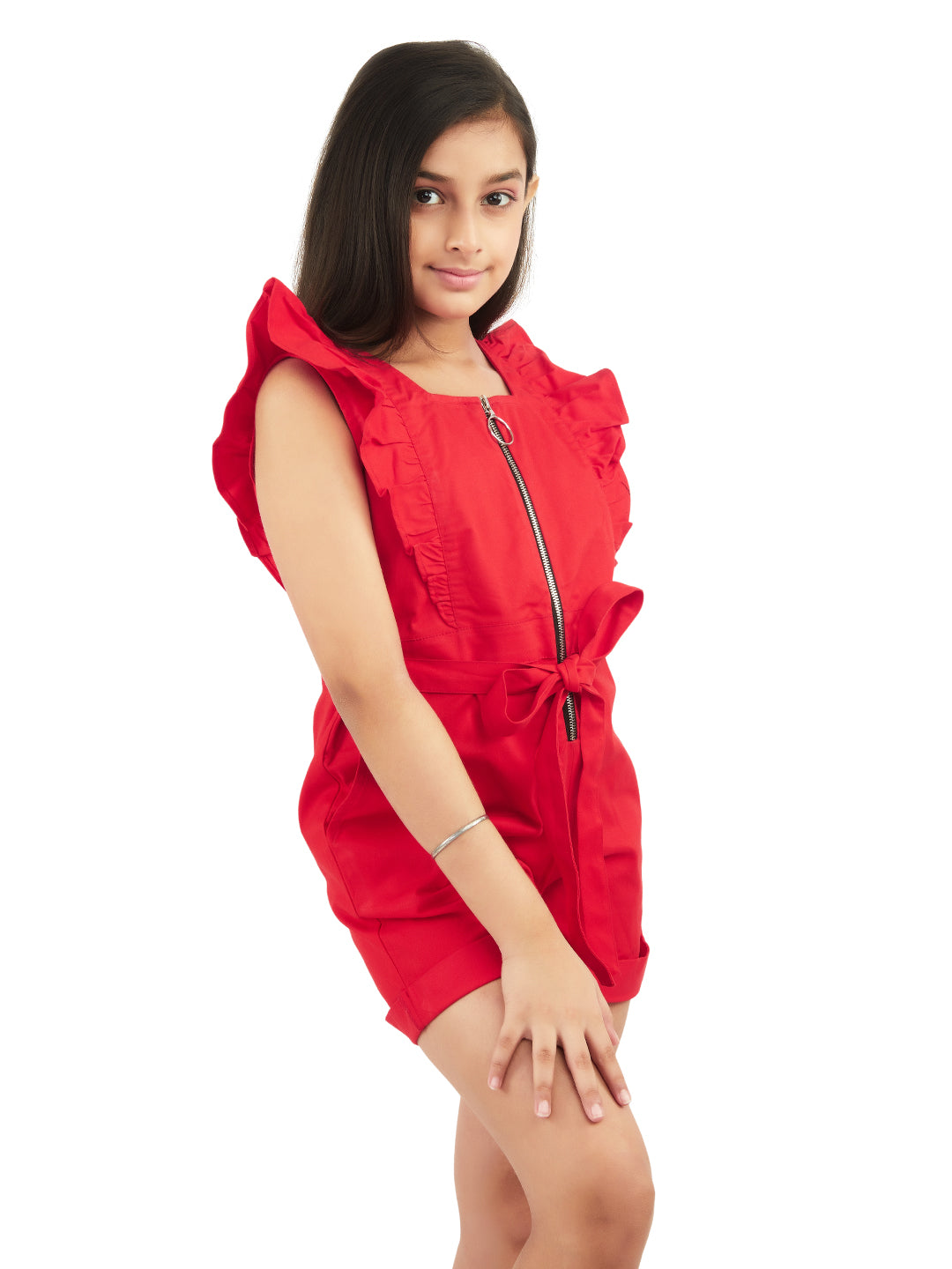 Olele® Girls Rocket Romper - Red Cotton Twill