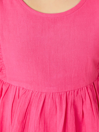 Olele® Lilli Layer Dress - Cotton Linen Hot Pink