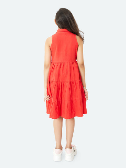 Olele® Stella Dress - Red Cotton Linen