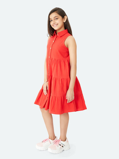 Olele® Stella Dress - Red Cotton Linen