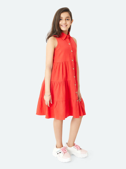 Olele® Stella Dress - Red Cotton Linen
