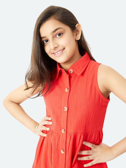 Olele® Stella Dress - Red Cotton Linen