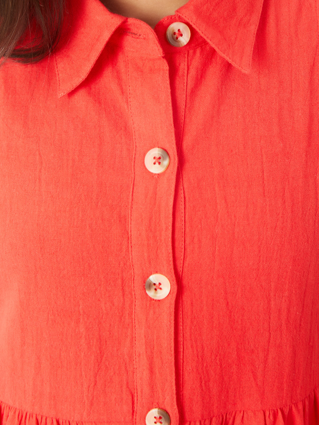 Olele® Stella Dress - Red Cotton Linen