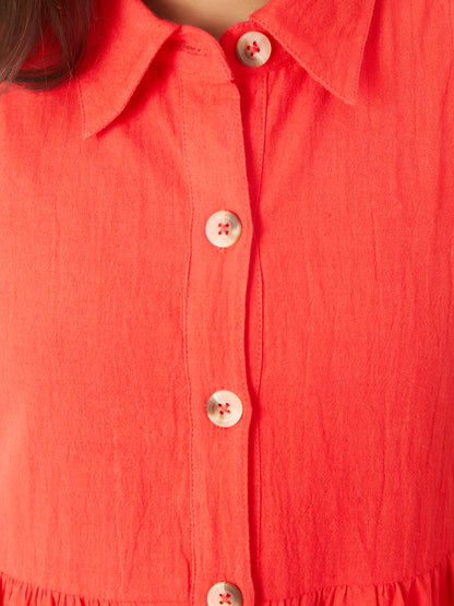 Olele® Stella Dress - Red Cotton Linen