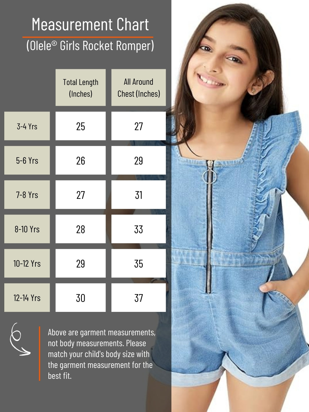Olele® Girls Utility Cotton Denim Full Sleeve Dress - Blue