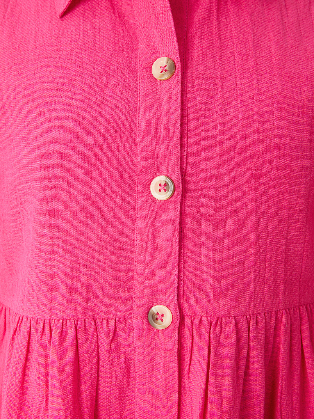 Olele® Girls Lucy Shirt Dress - Cotton Linen Hot Pink