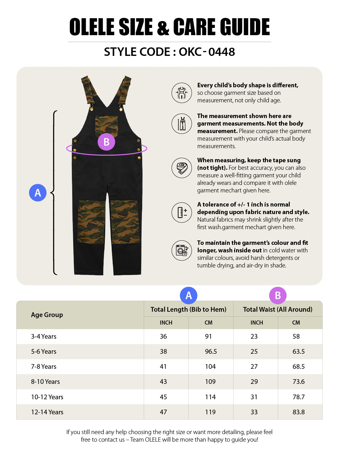 Olele® Boys Labra Cotton Twill Dungaree - Black and Camouflage