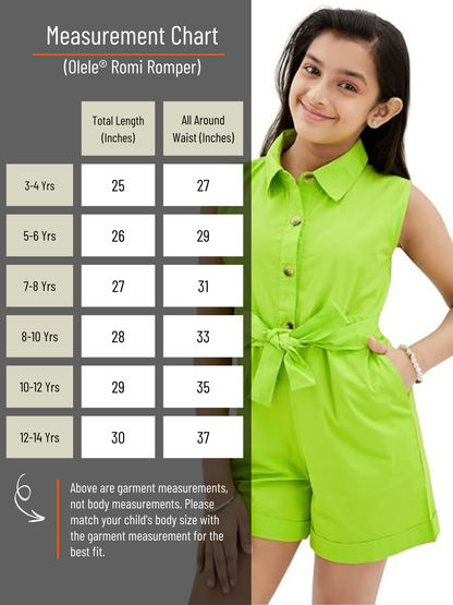 Olele® Girls Romi Romper - Neon Green Cotton