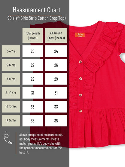 Olele® Victoria Ruffle Pure Cotton Top for Girls - Red