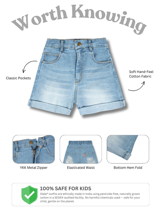 Olele® Girls Cotton Denim Shorts