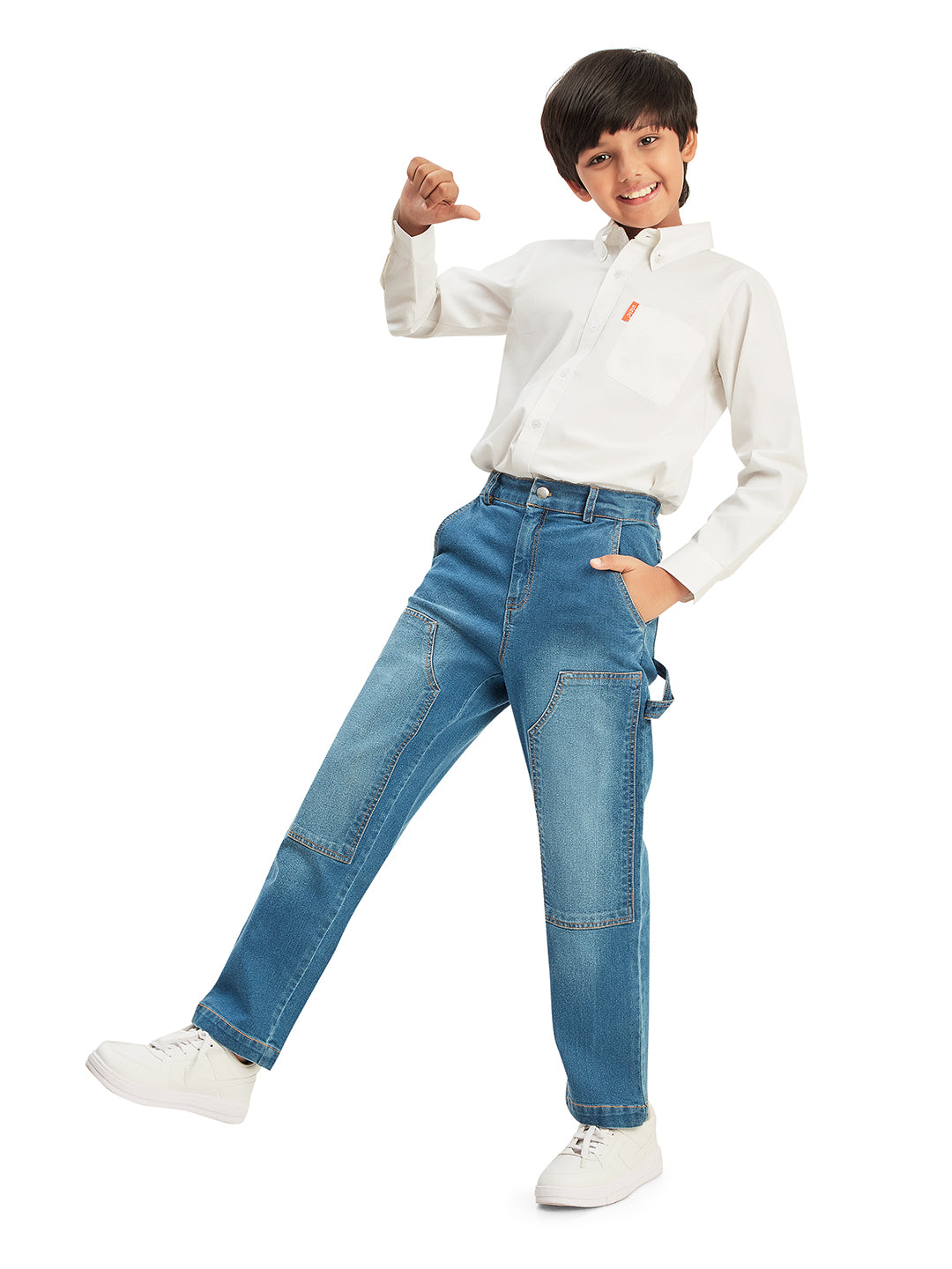 Olele® Boys Cotton Carpenter Denim Jeans - Blue