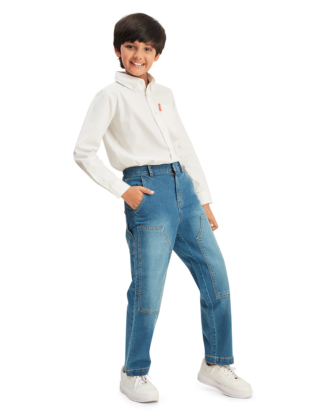 Olele® Boys Cotton Carpenter Denim Jeans - Blue