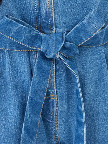 Olele® Girls Brooklyn Boiler Suit with Zipper Opening - Denim